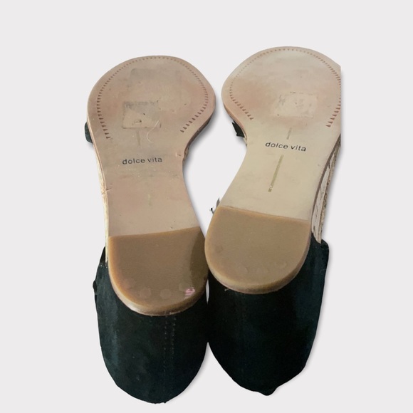 Dolce Vita Black Linsey Suede Wedge Sandals Size 6.5 - Picture 5 of 7